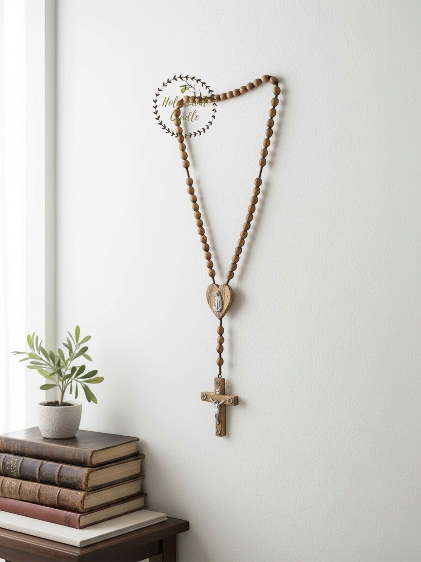 Holy Land Olive Wood Wall Rosary — God Bless Our Home - Holy Land Cradle