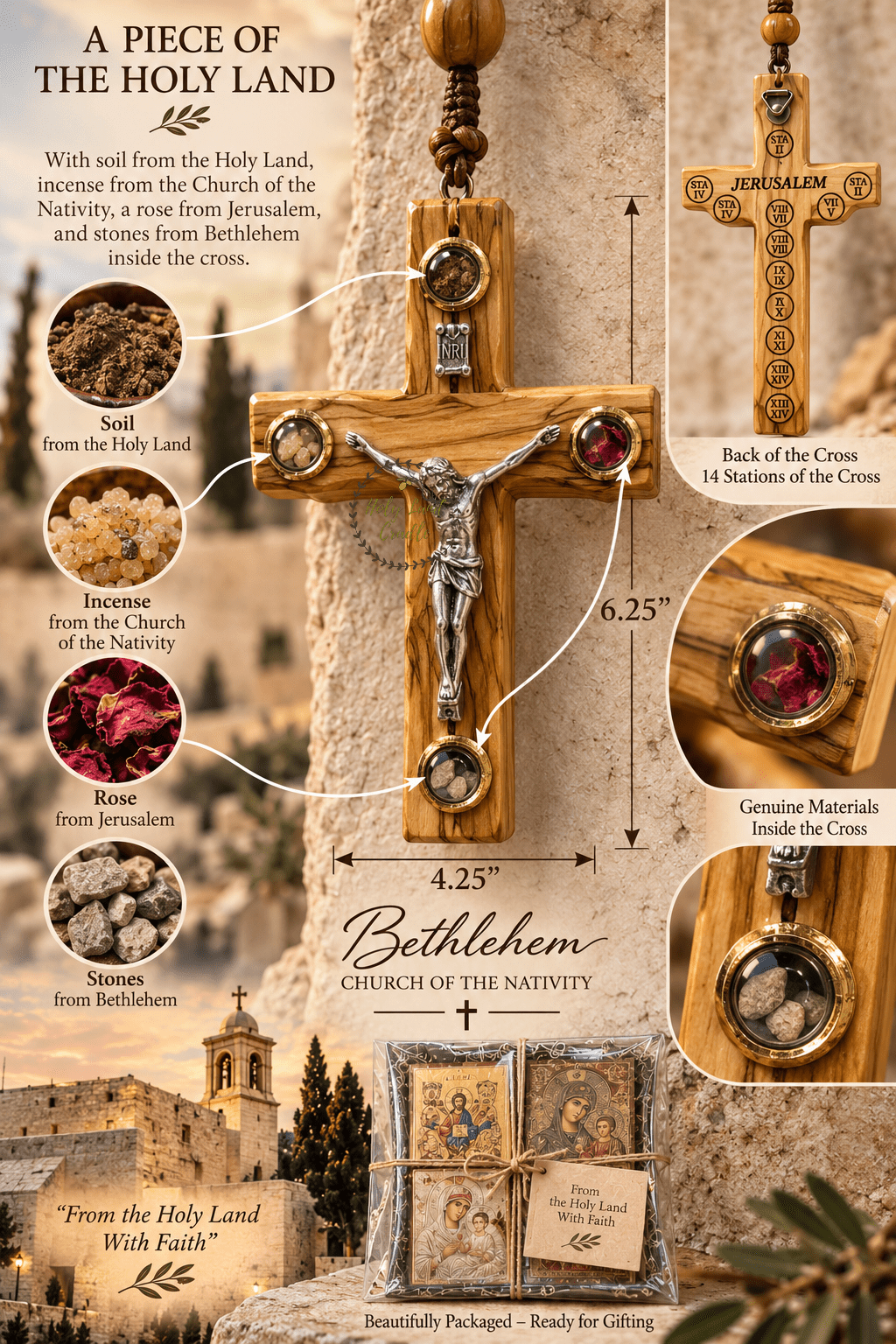 Holy Land Olive Wood Wall Rosary — God Bless Our Home - Holy Land Cradle