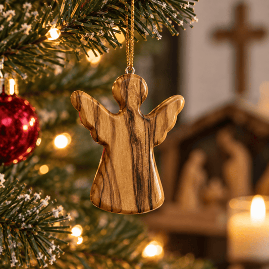 Olive Wood Angel Ornament - Holy Land Cradle