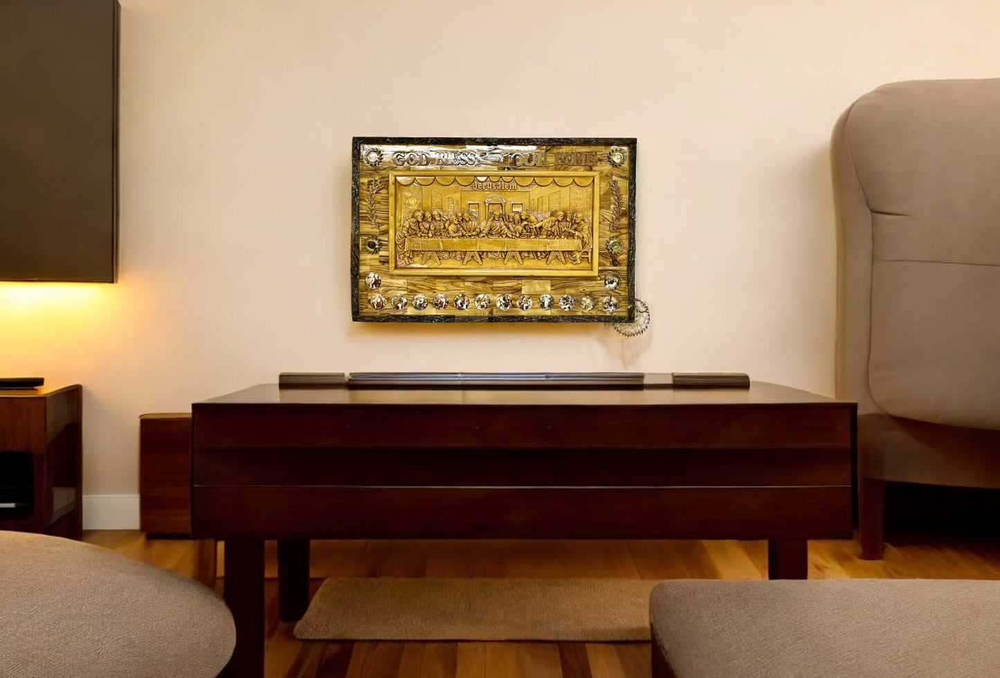 Olive Wood Last Supper with 14 Stations