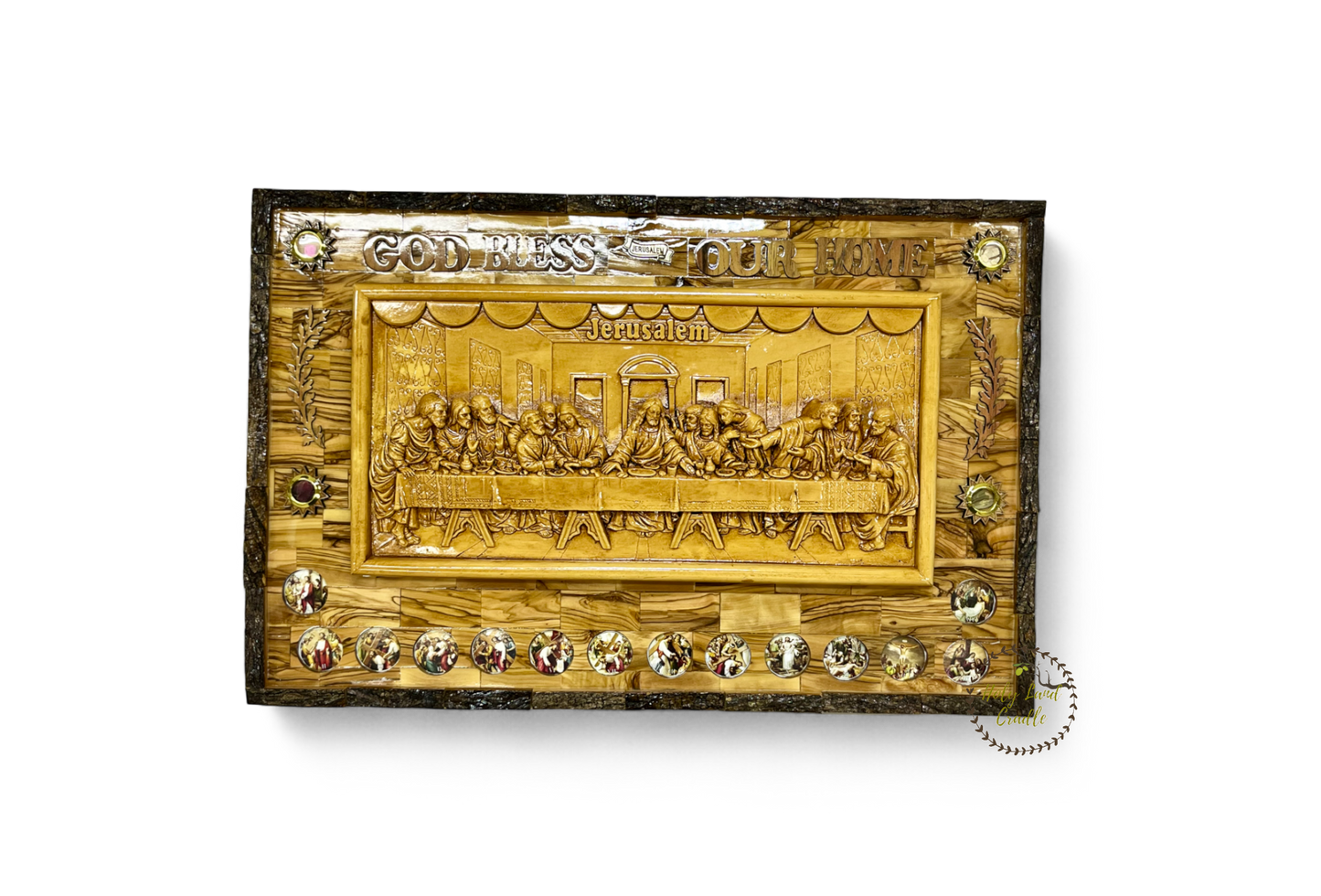 Olive Wood Last Supper with 14 Stations