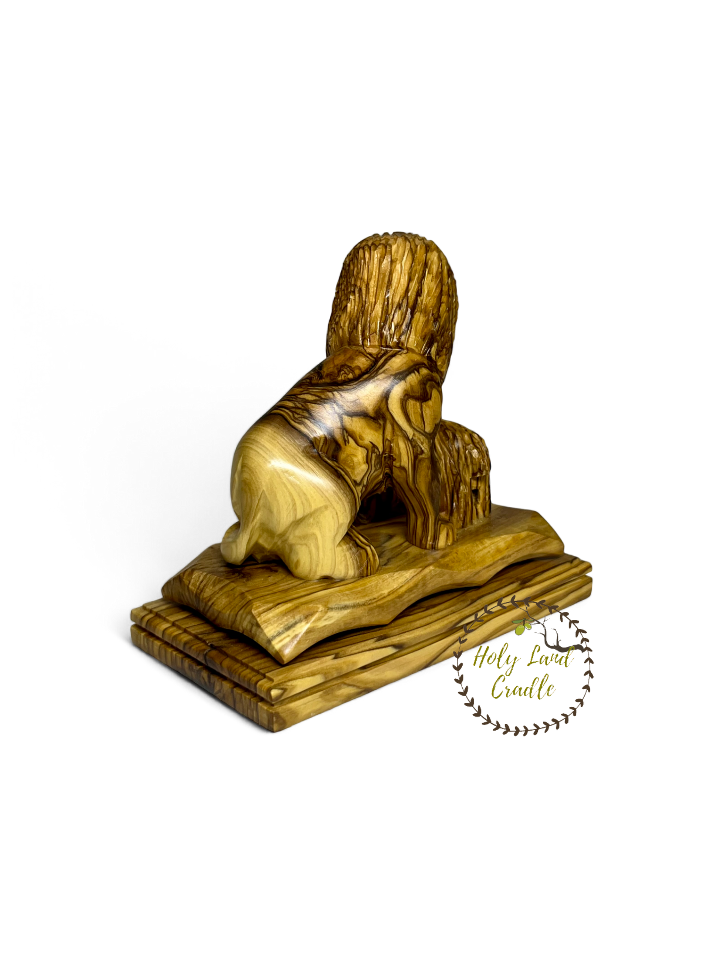 Olive Wood Lion And Lamb Statue