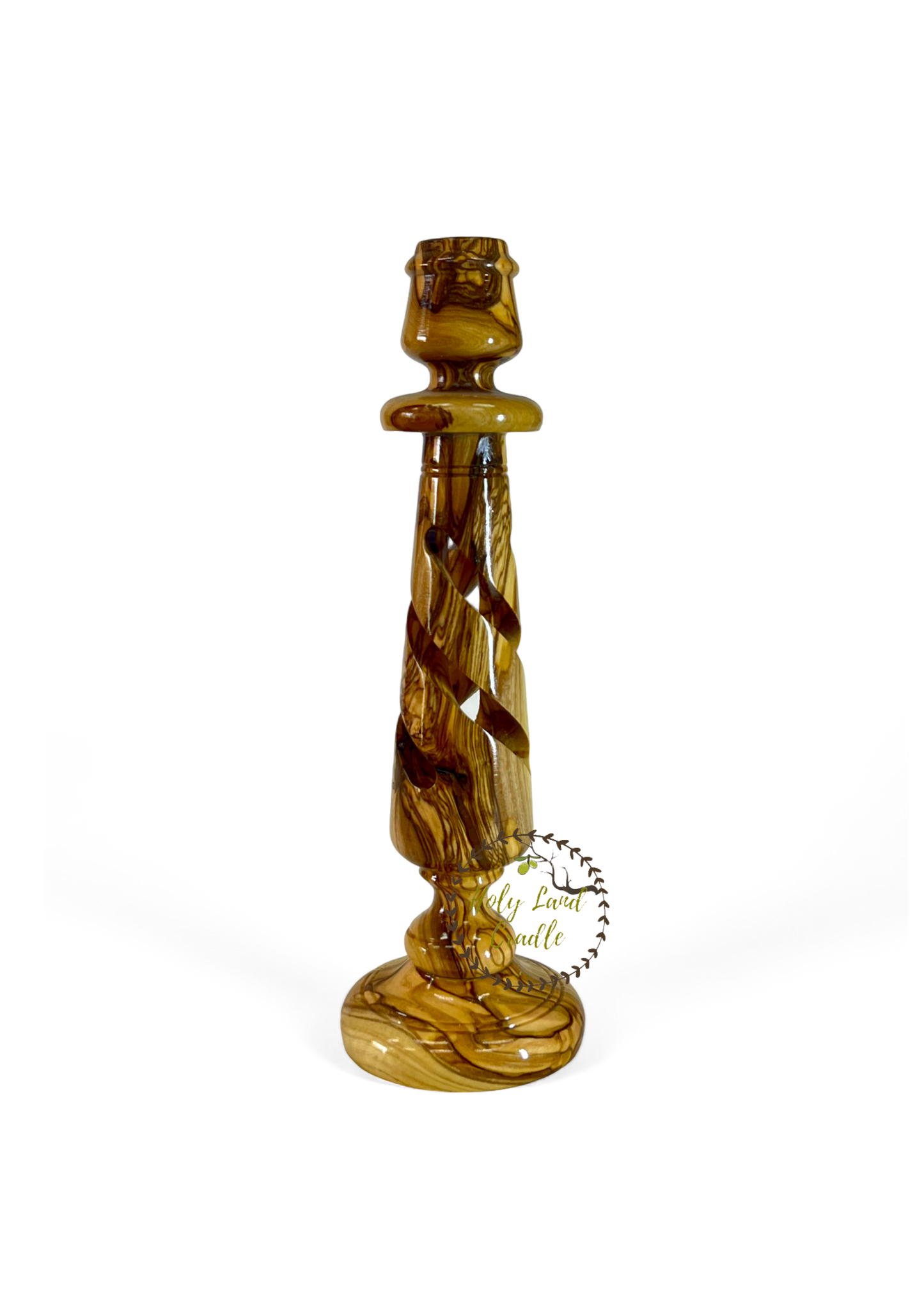 Olive Wood Candlesticks Spiral