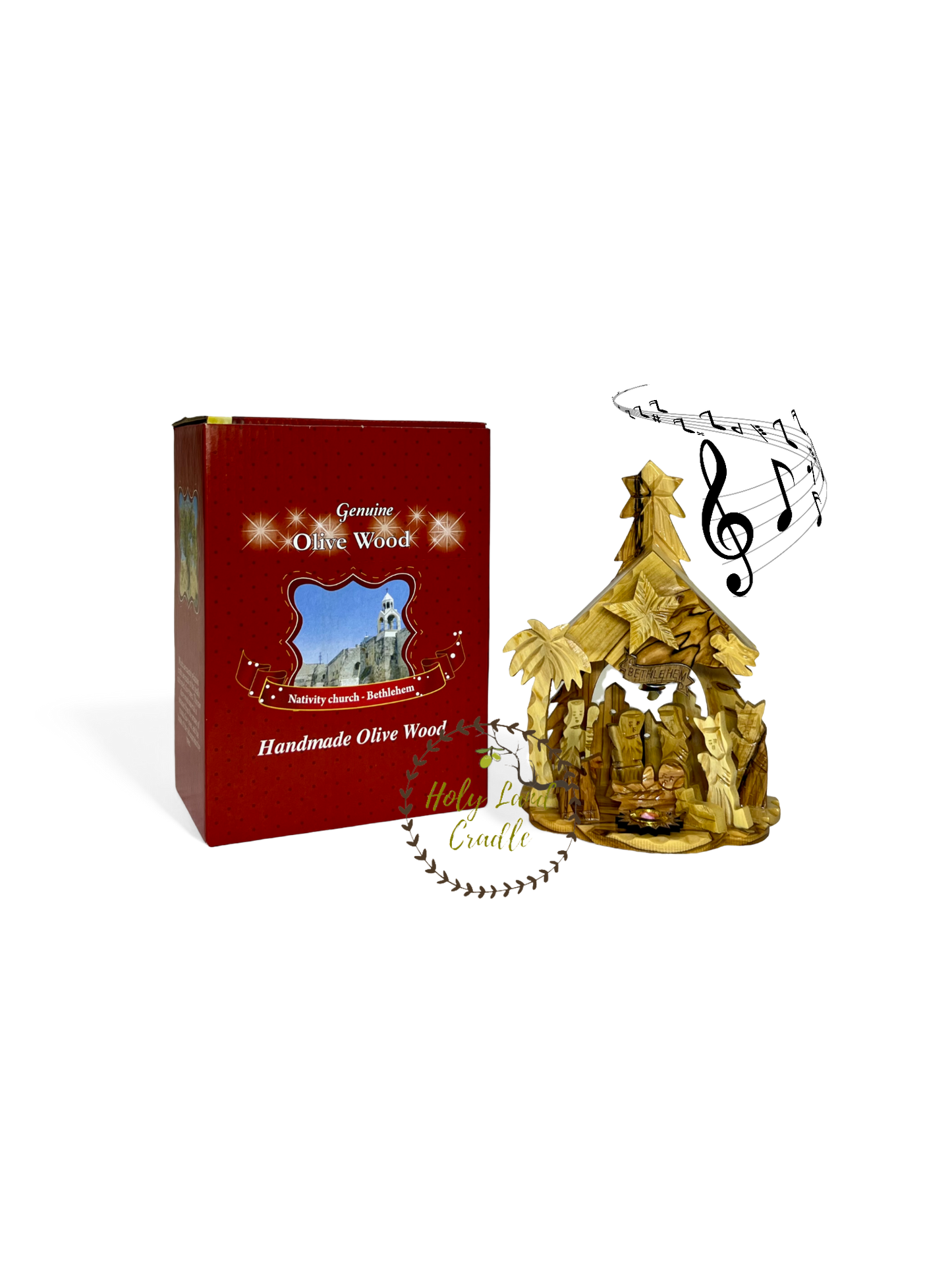 Olive Wood Musical Nativity Scene