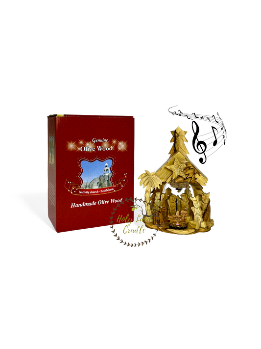 Olive Wood Musical Nativity Scene