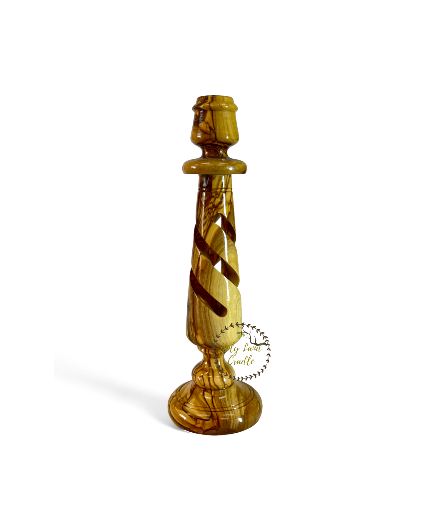 Olive Wood Candlesticks Spiral