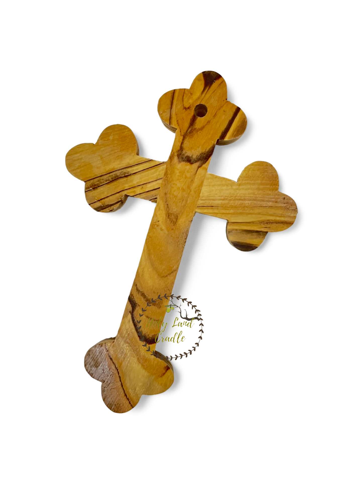 Olive Wood double cross with red paper