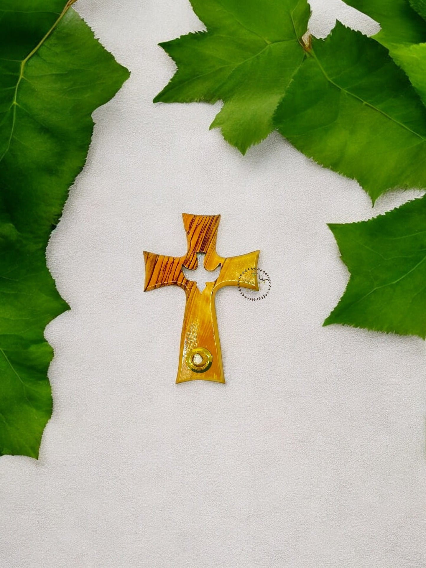Olive Wood Cross with Peace Dove