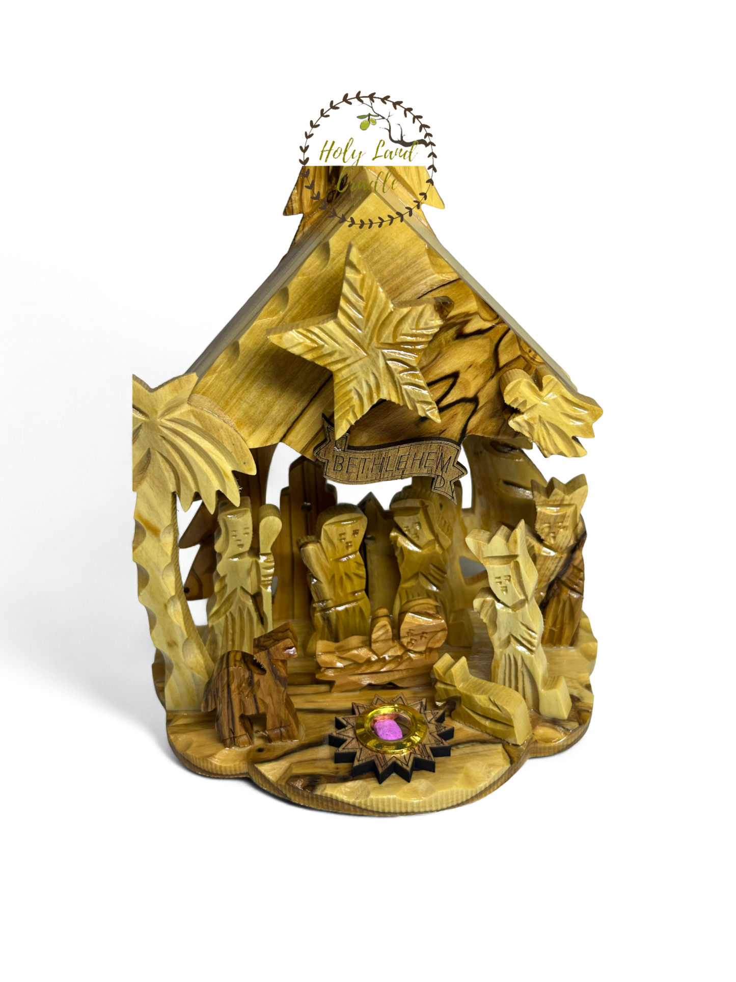 Olive Wood Musical Nativity Scene