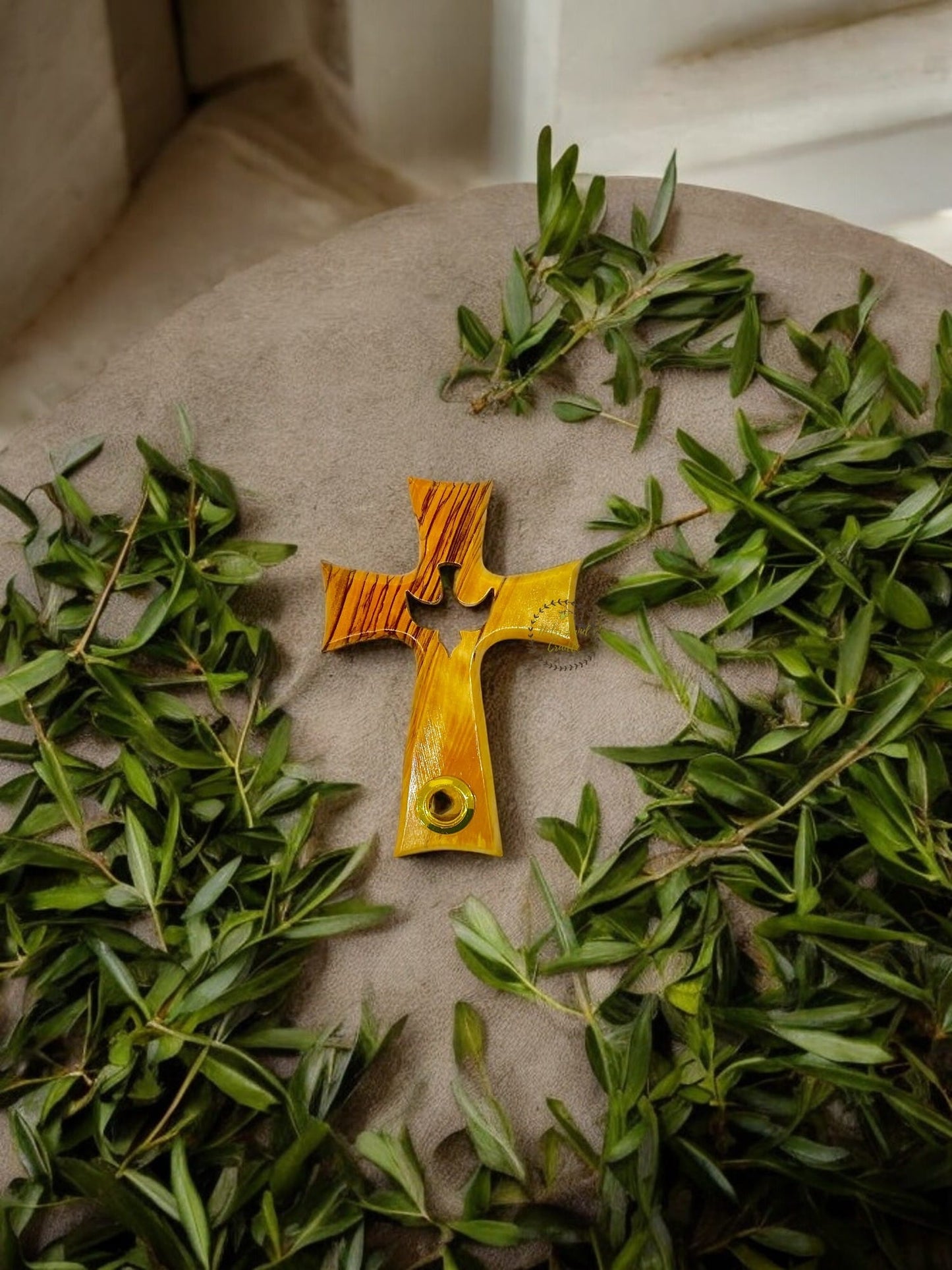 Olive Wood Cross with Peace Dove