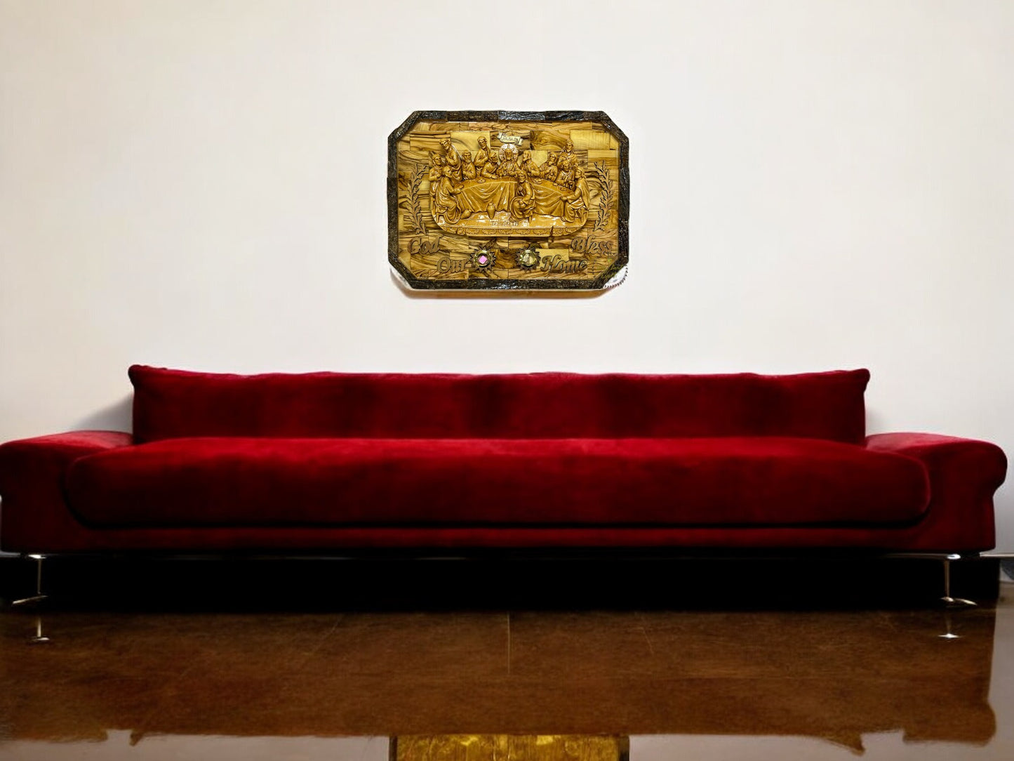 Olive Wood Last Supper With Natural Bark