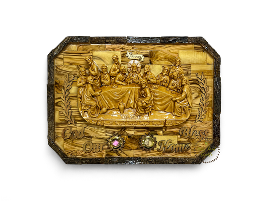 Olive Wood Last Supper With Natural Bark