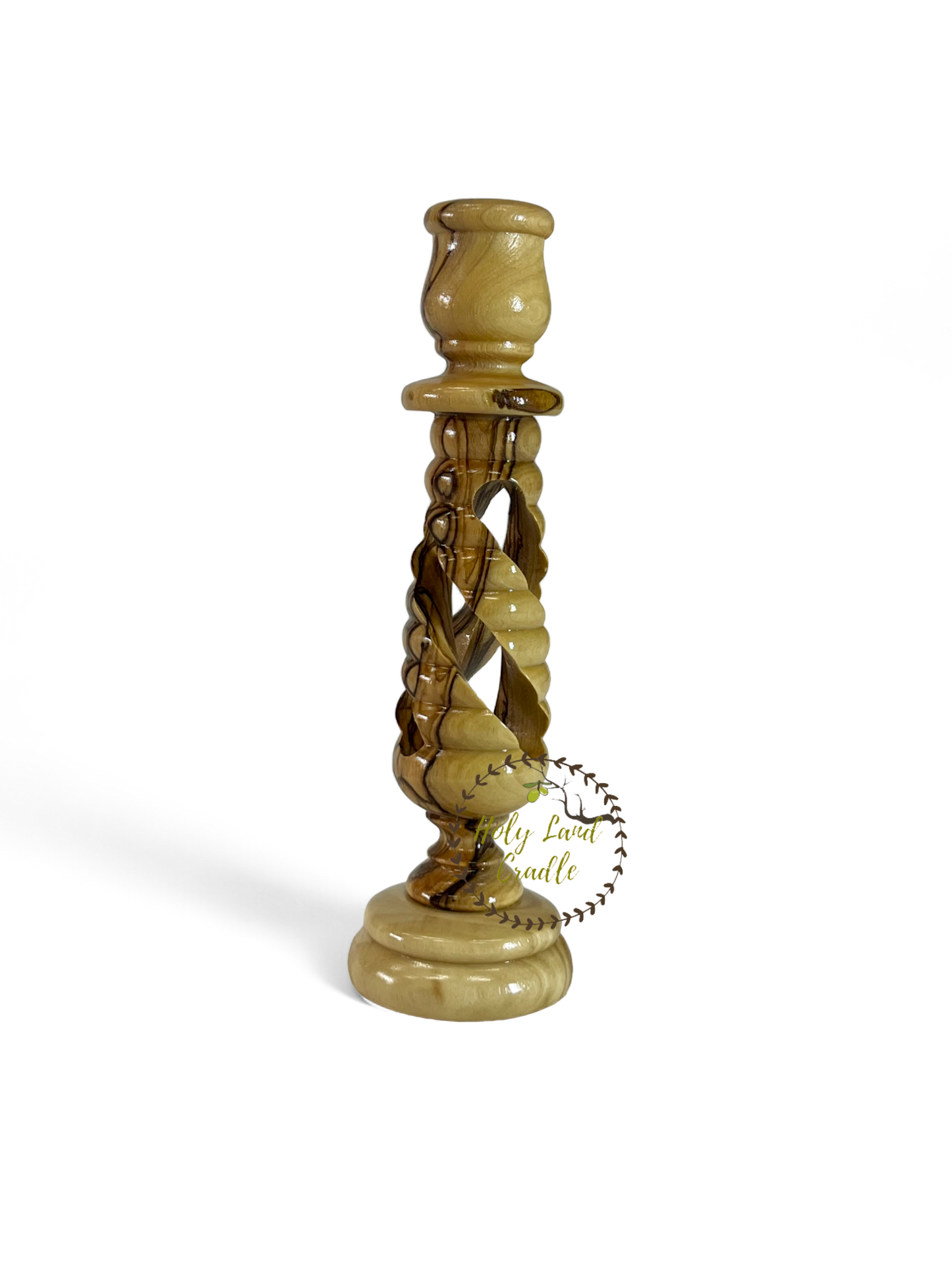 Olive Wood Candlesticks Spiral