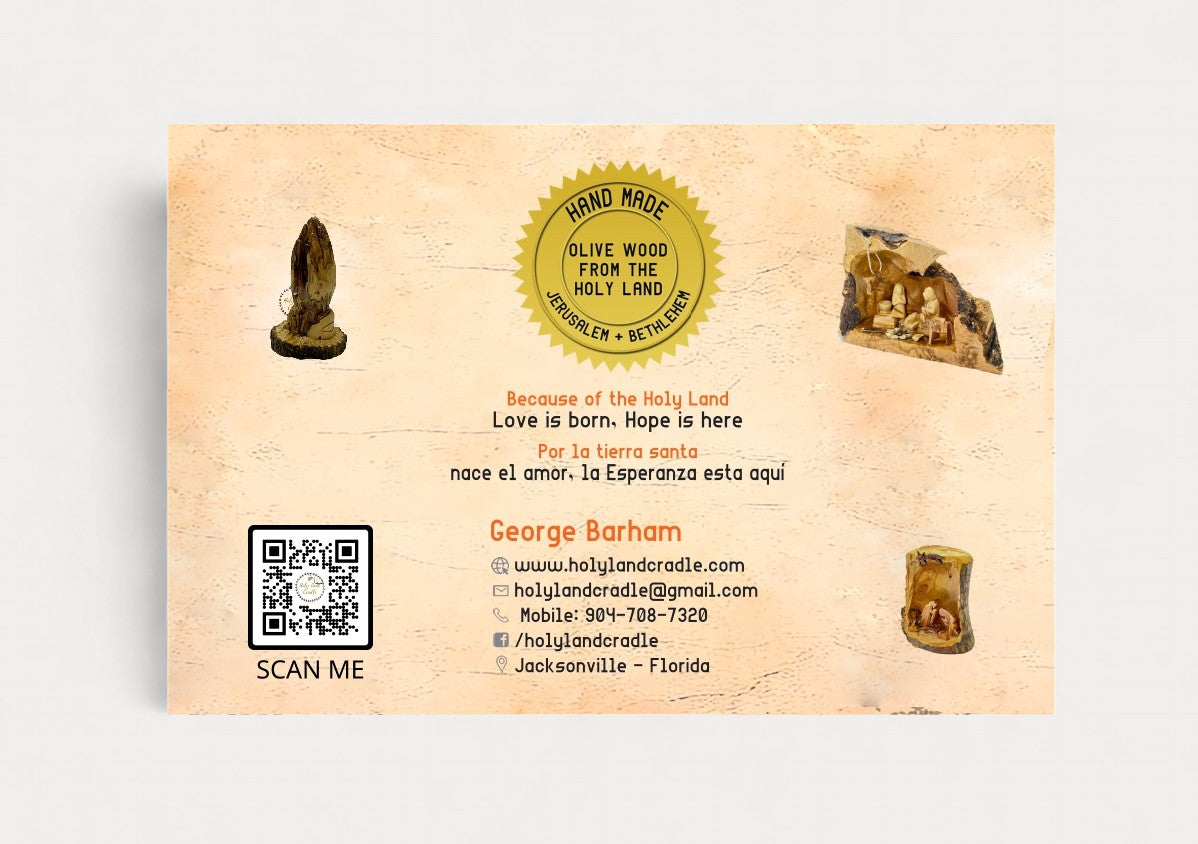 Olive Wood Nativity With Natural Wood Bark