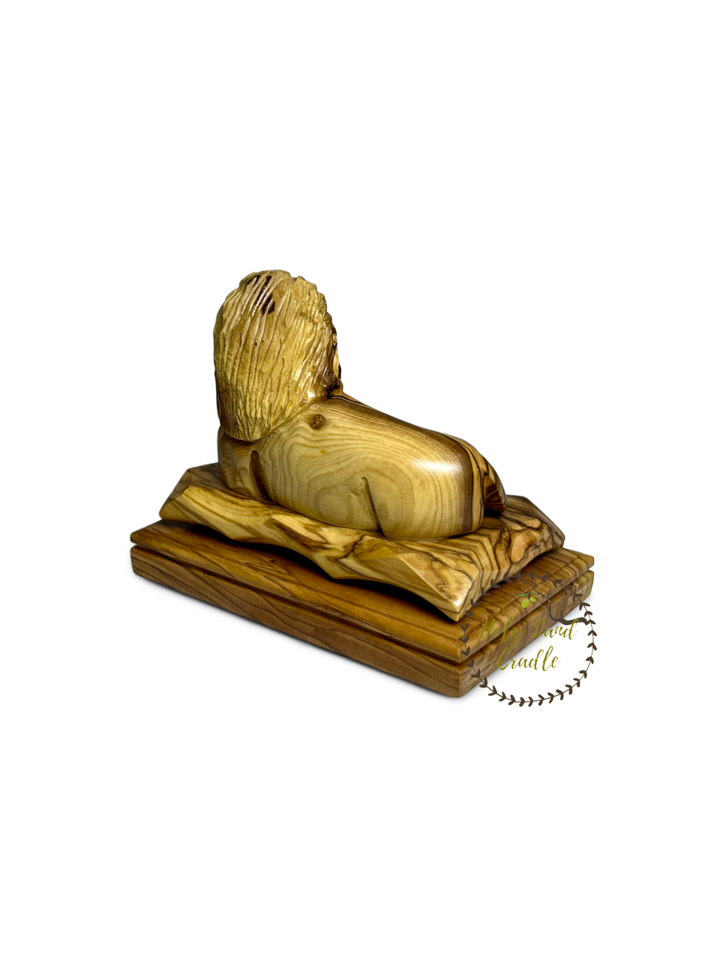 Olive Wood Lion And Lamb Statue