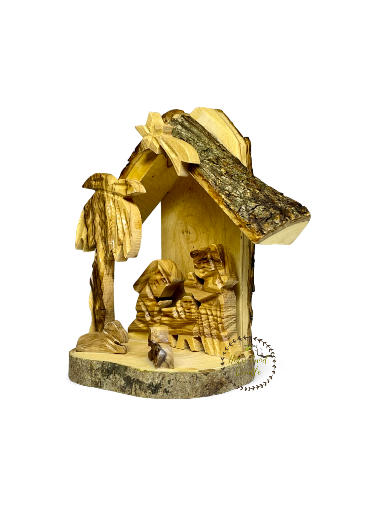 Olive Wood Christmas Tree Nativity Scene