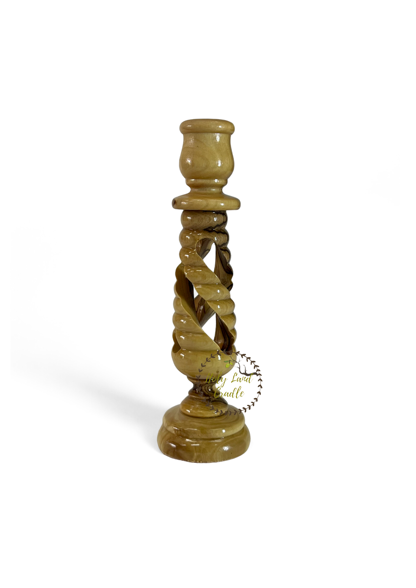 Olive Wood Candlesticks Spiral