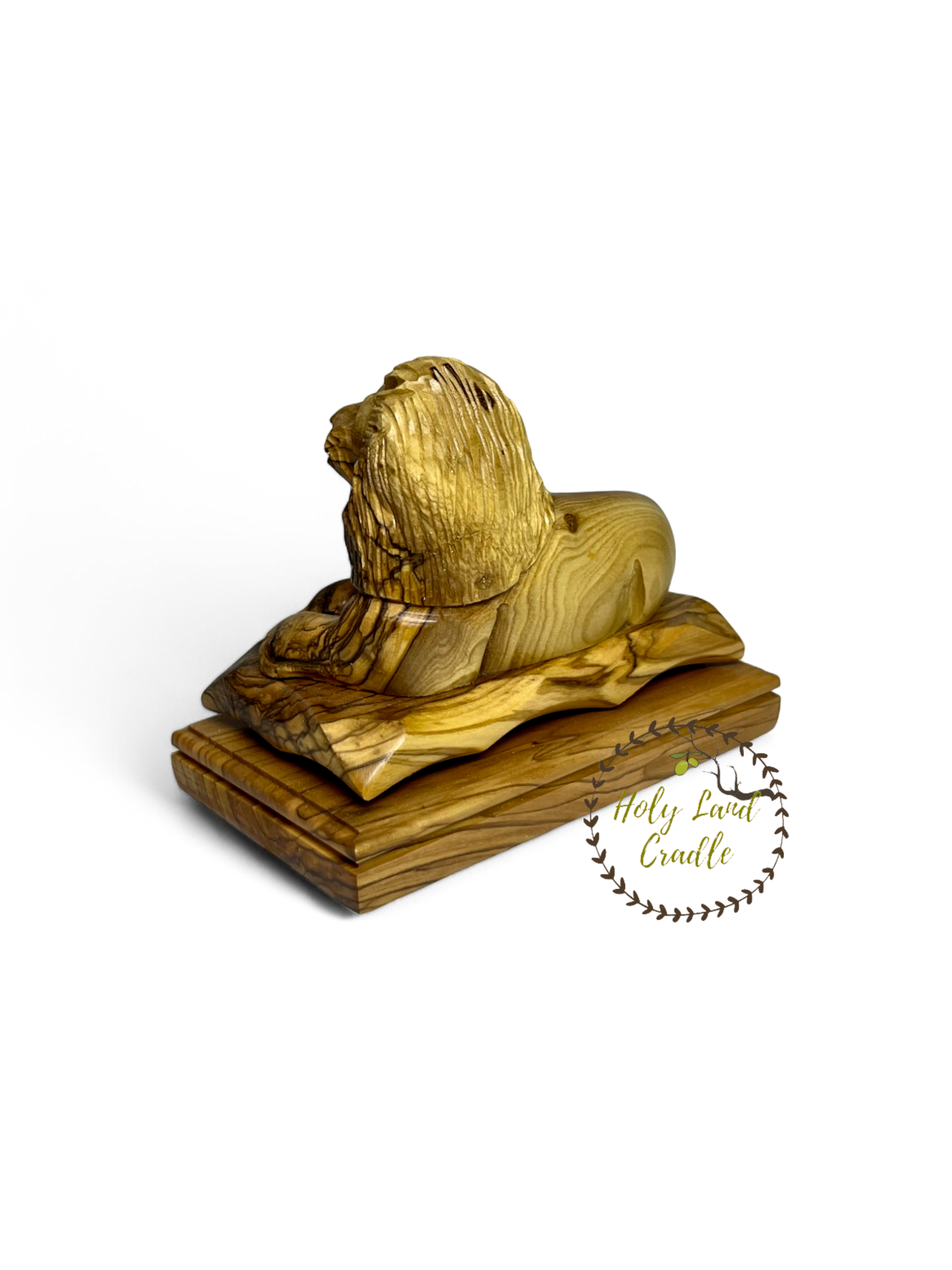 Olive Wood Lion And Lamb Statue