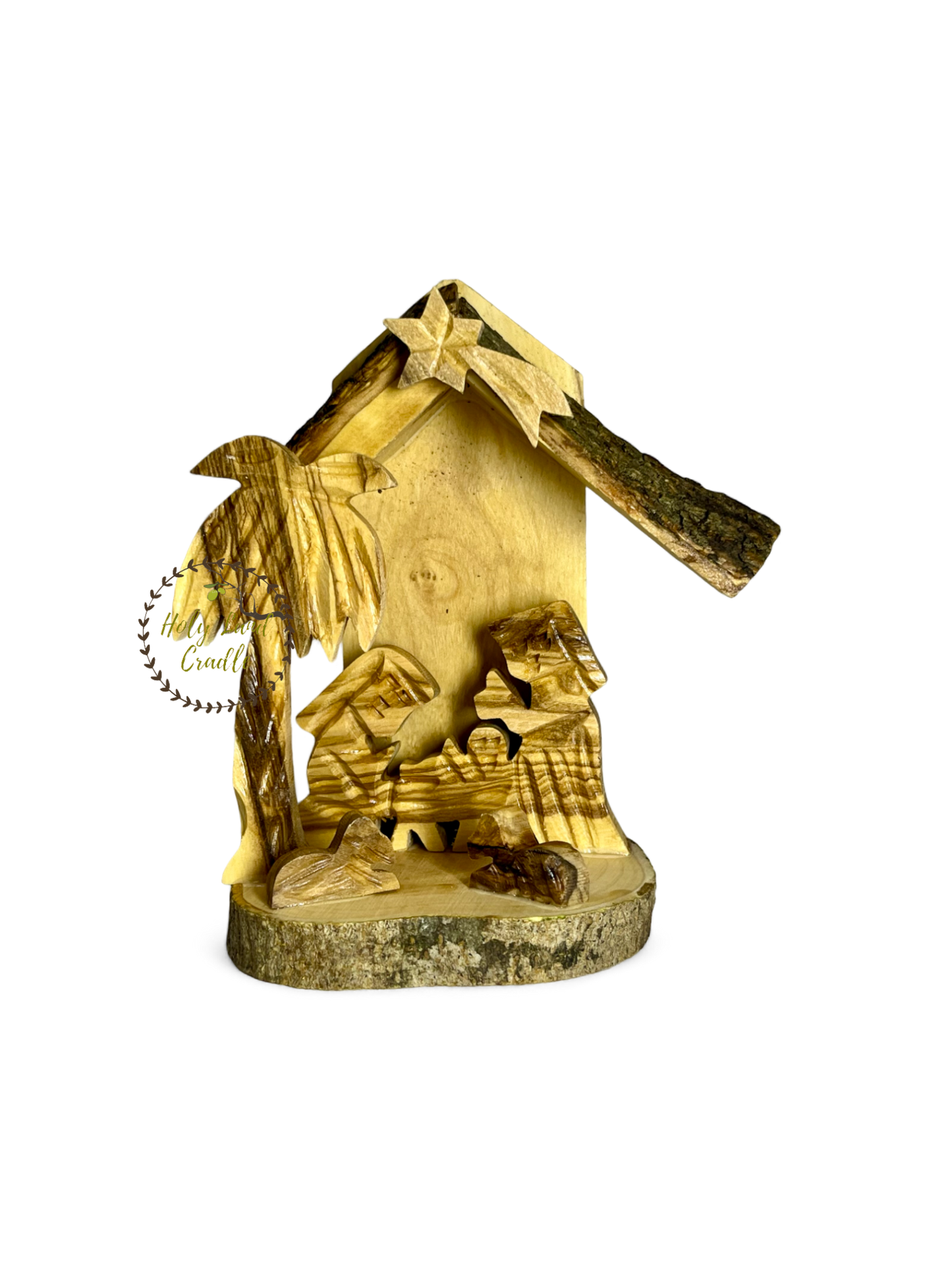 Olive Wood Christmas Tree Nativity Scene