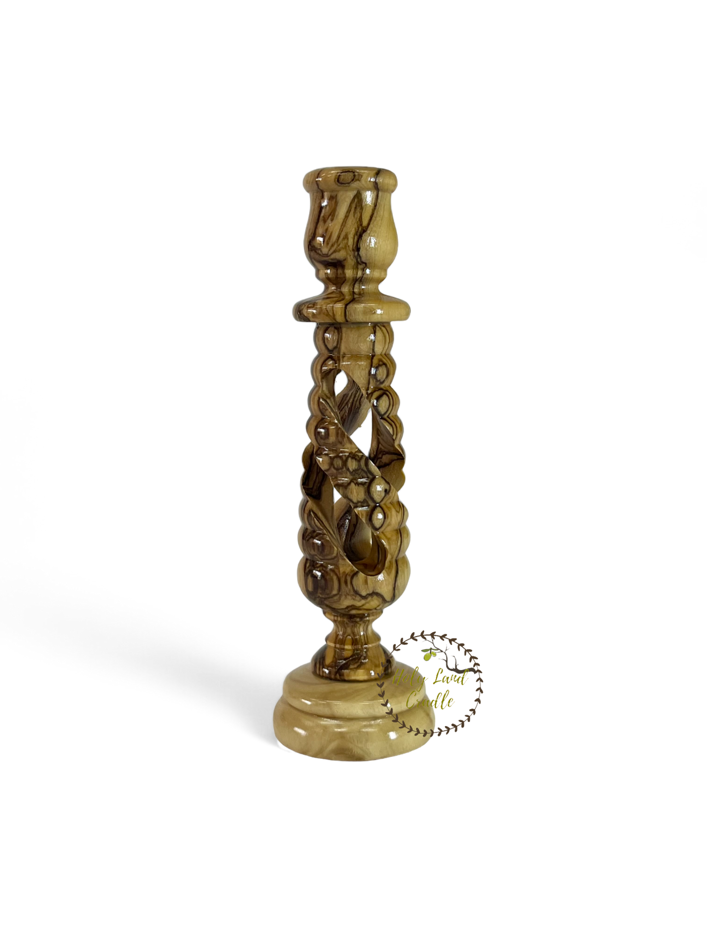 Olive Wood Candlesticks Spiral
