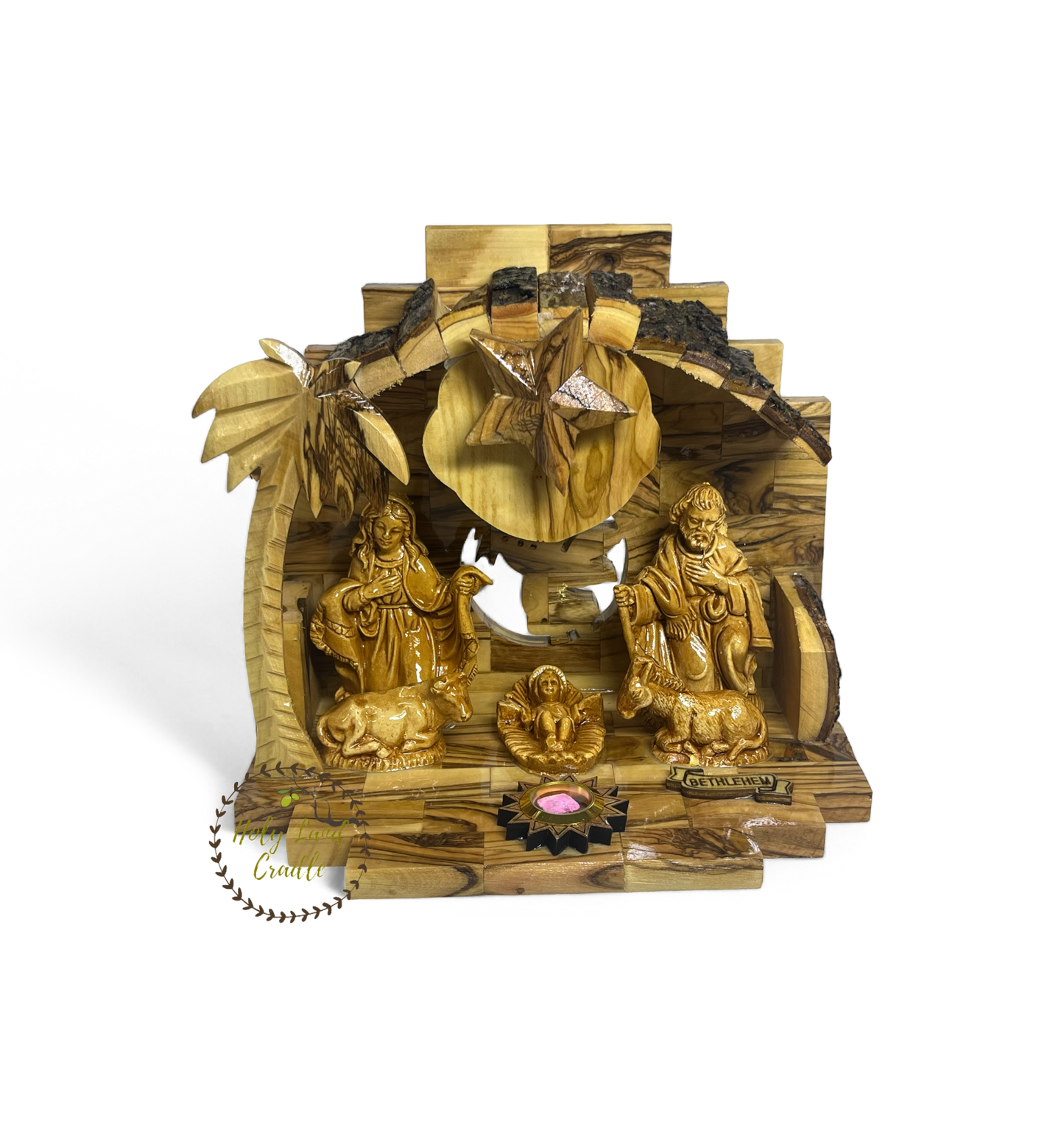 Olive Wood Musical Nativity Scene