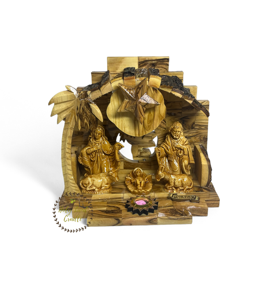 Olive Wood Musical Nativity Scene