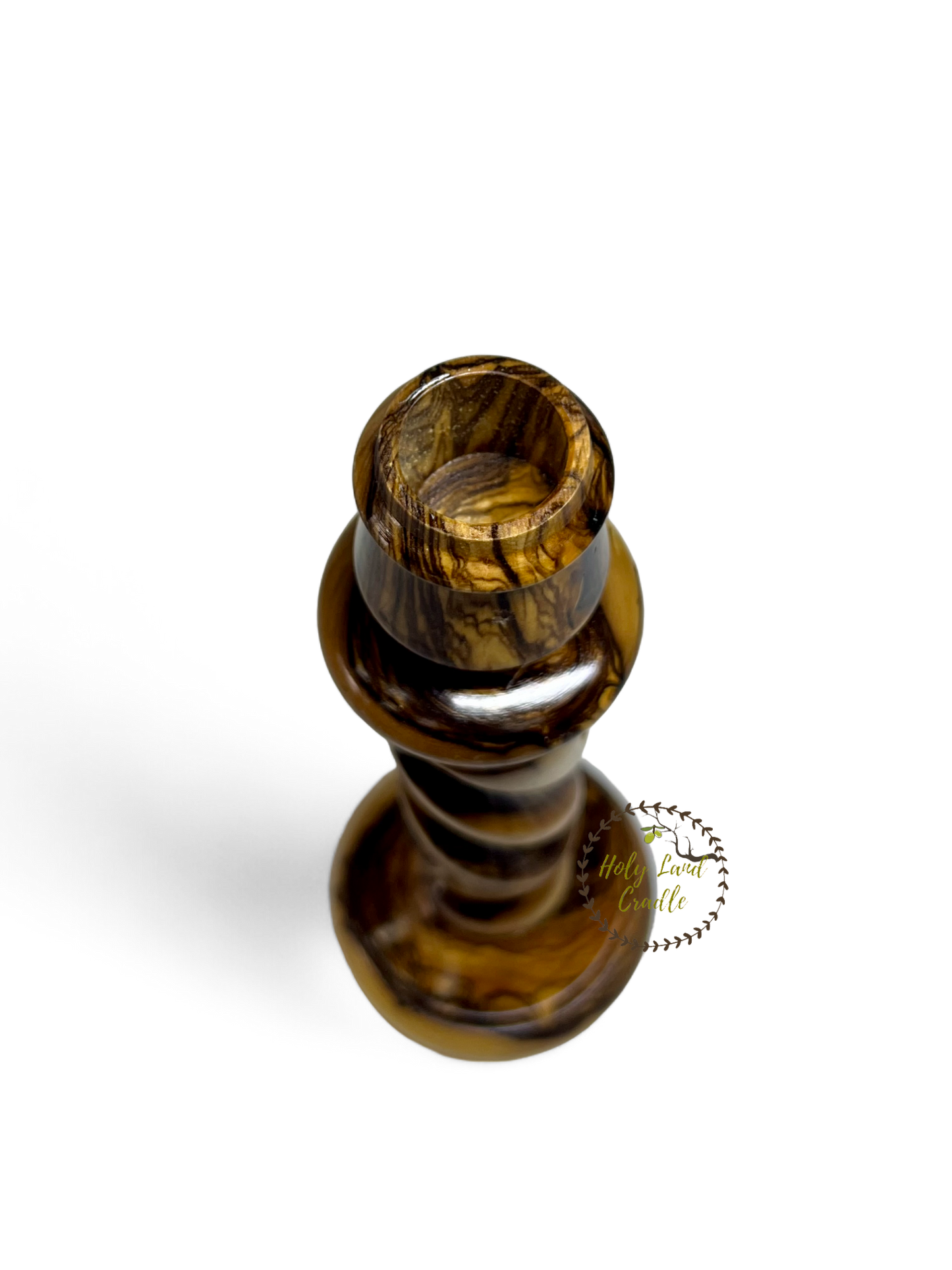 Olive Wood Candlesticks Spiral