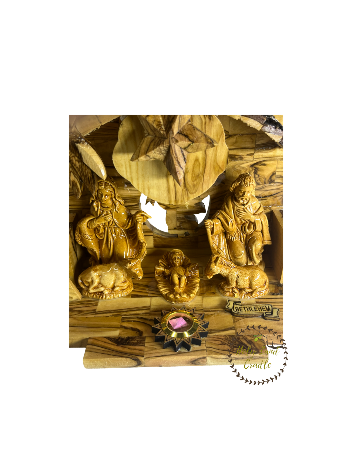Olive Wood Musical Nativity Scene