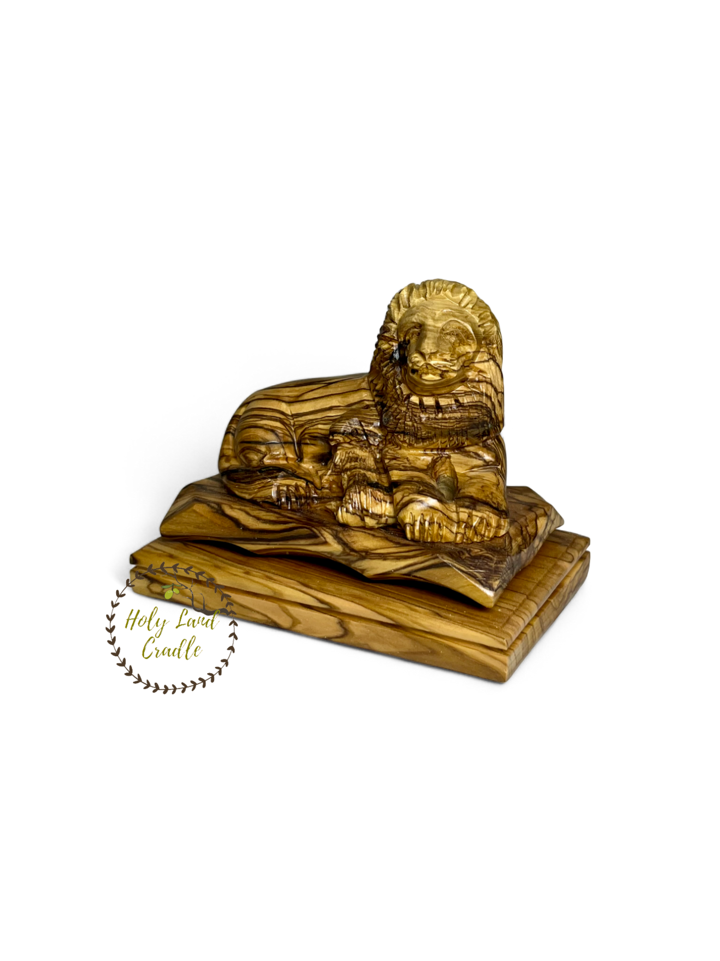 Olive Wood Lion And Lamb Statue