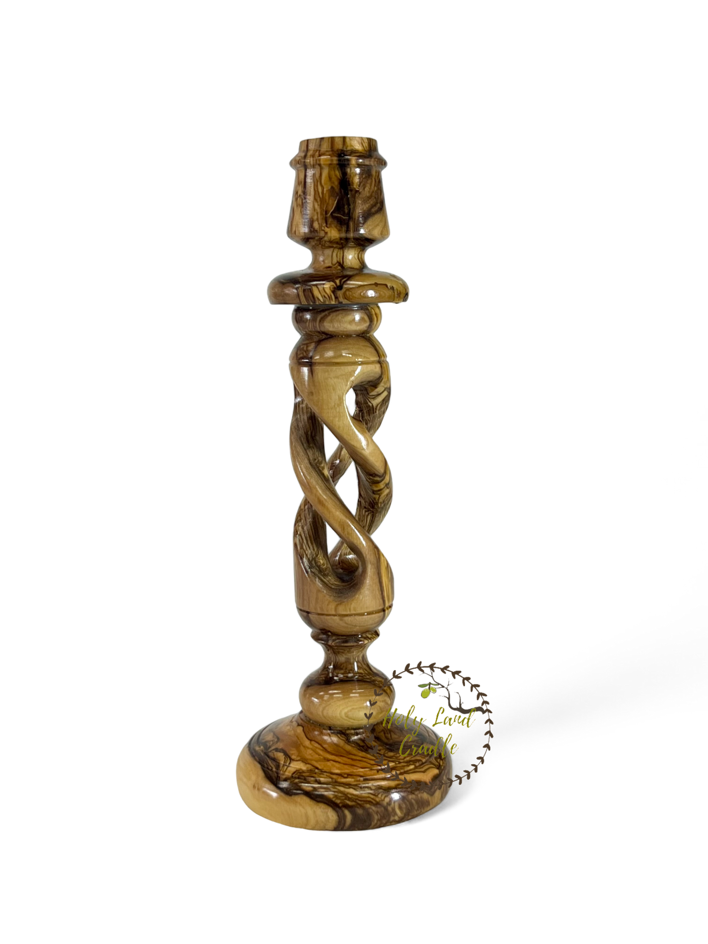 Olive Wood Candlesticks Spiral