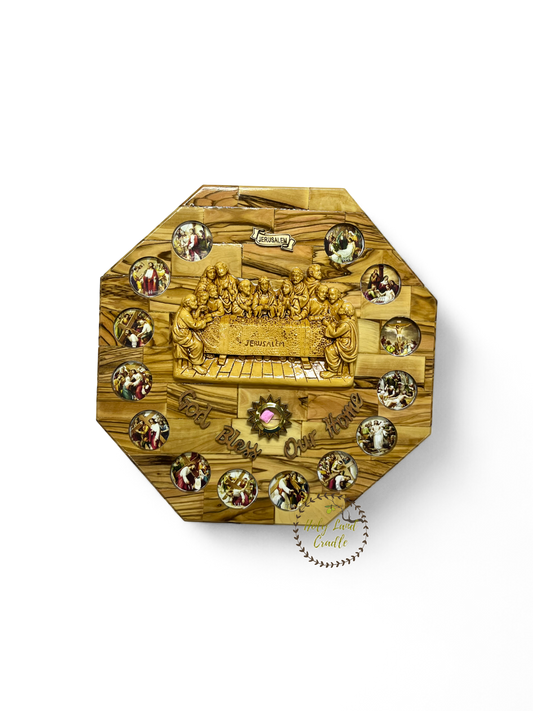 Olive Wood Last Supper with 14 Stations