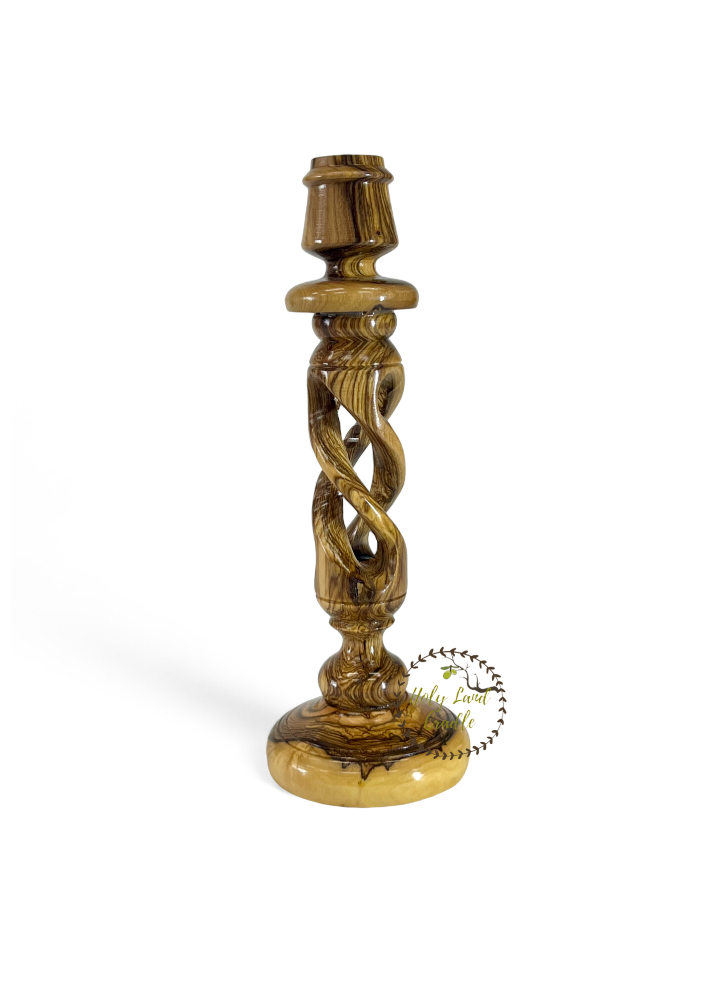Olive Wood Candlesticks Spiral