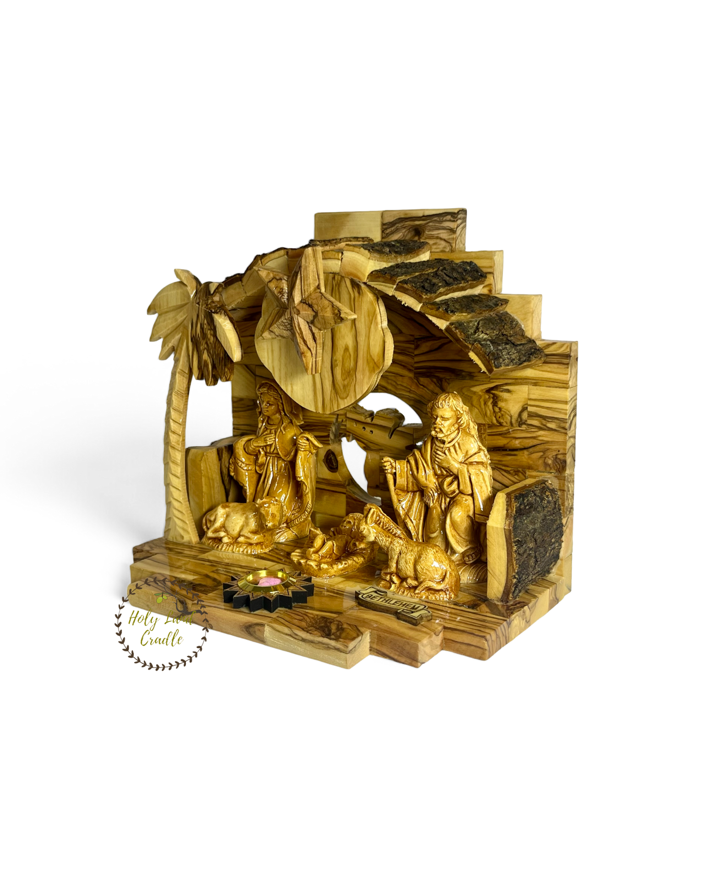 Olive Wood Musical Nativity Scene