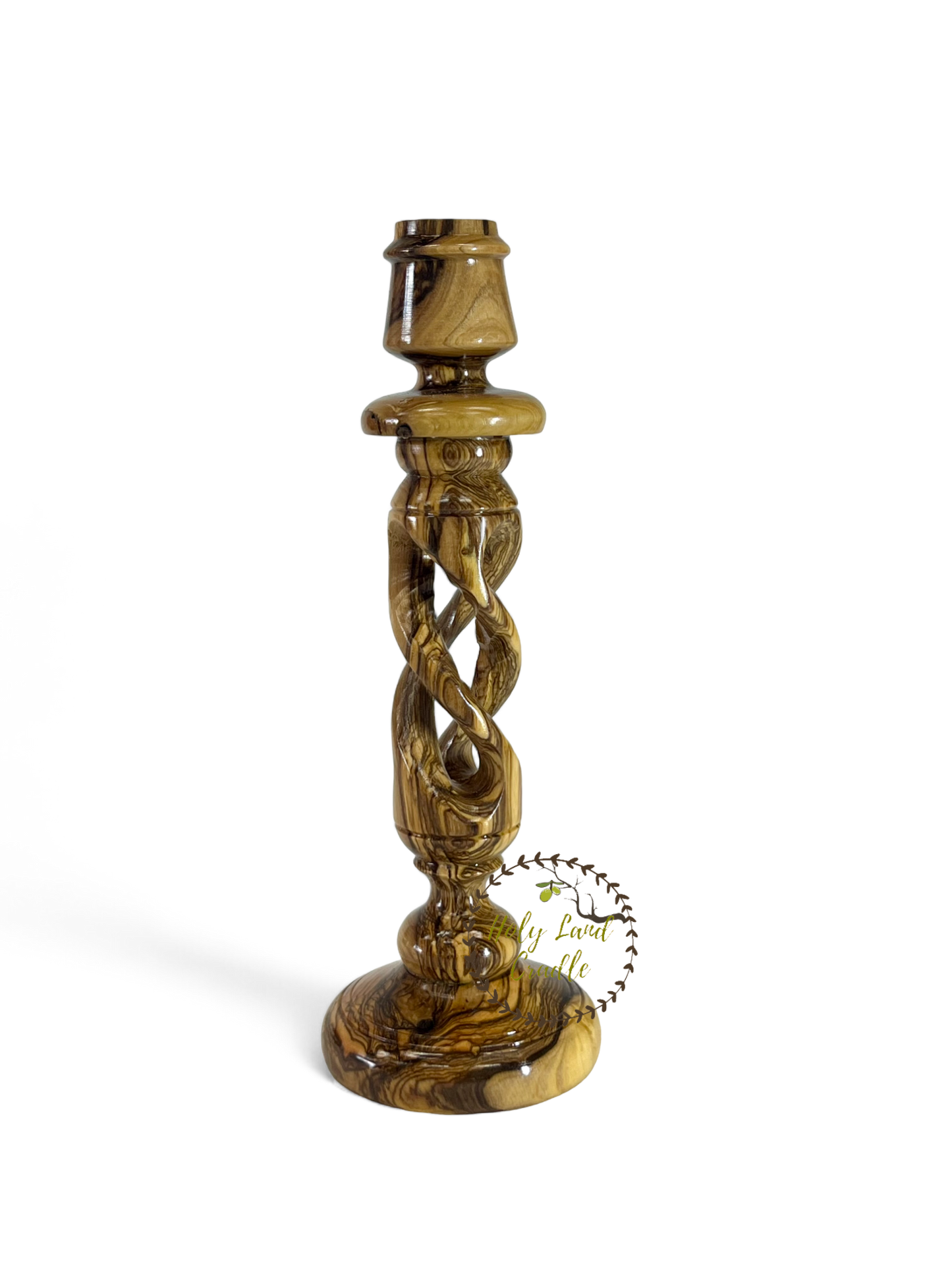 Olive Wood Candlesticks Spiral