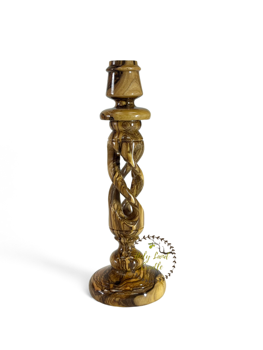 Olive Wood Candlesticks Spiral