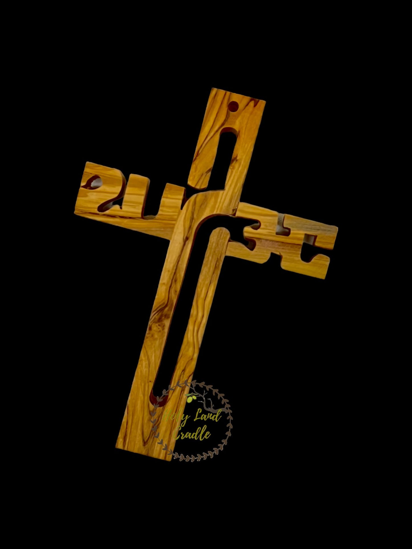 Olive Wood Cross with Jesus Name