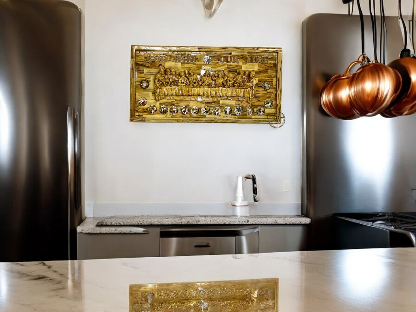 Olive Wood Last Supper with 14 Stations