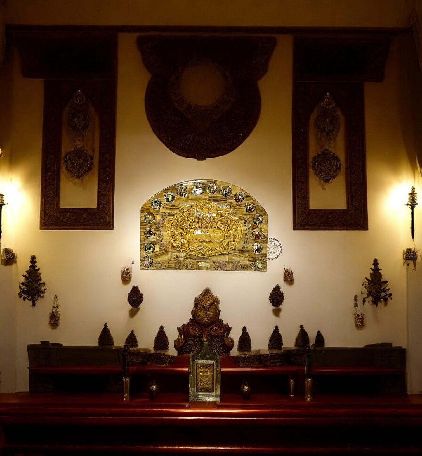 Olive Wood Last Supper with 14 Stations
