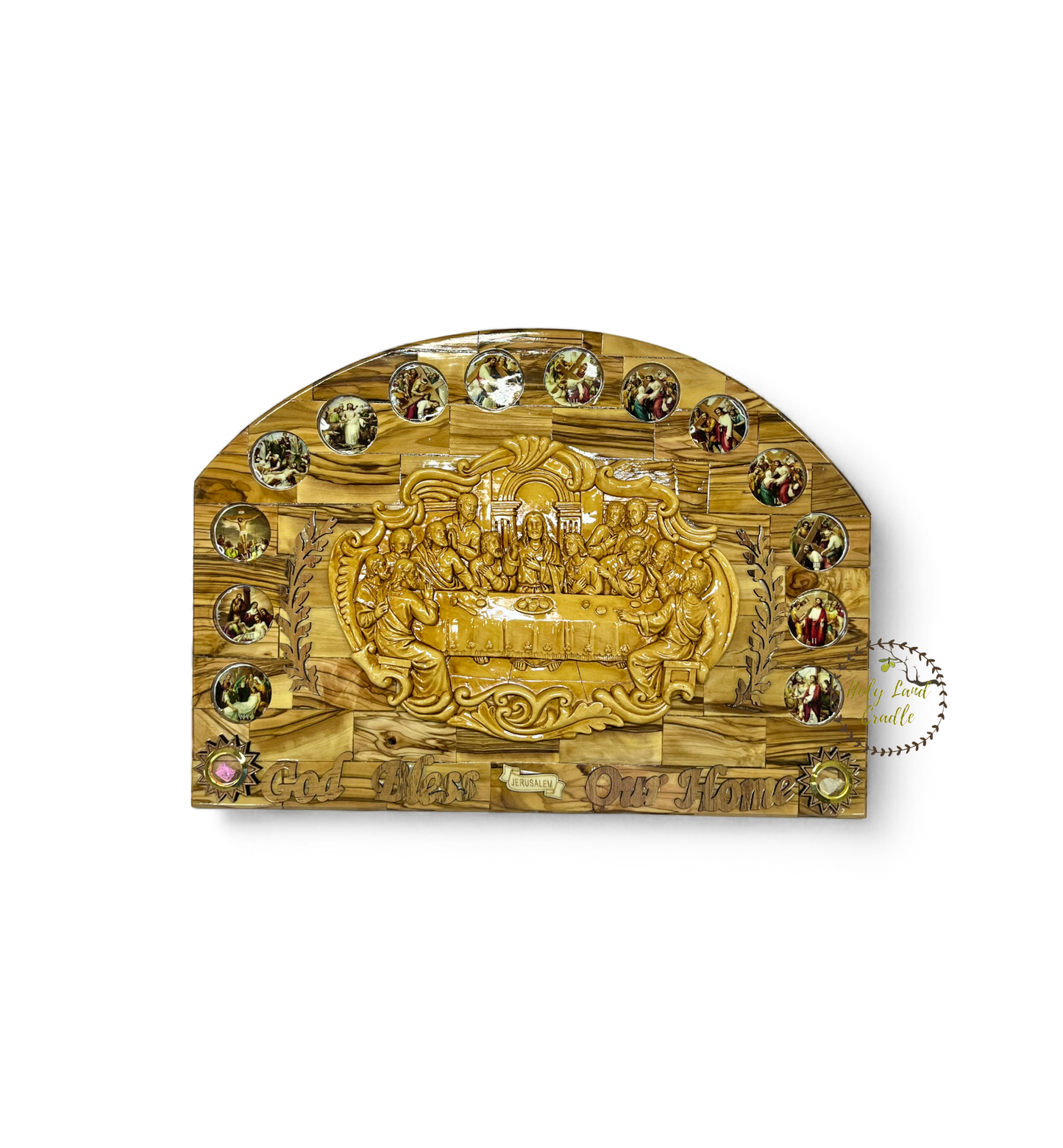 Olive Wood Last Supper with 14 Stations