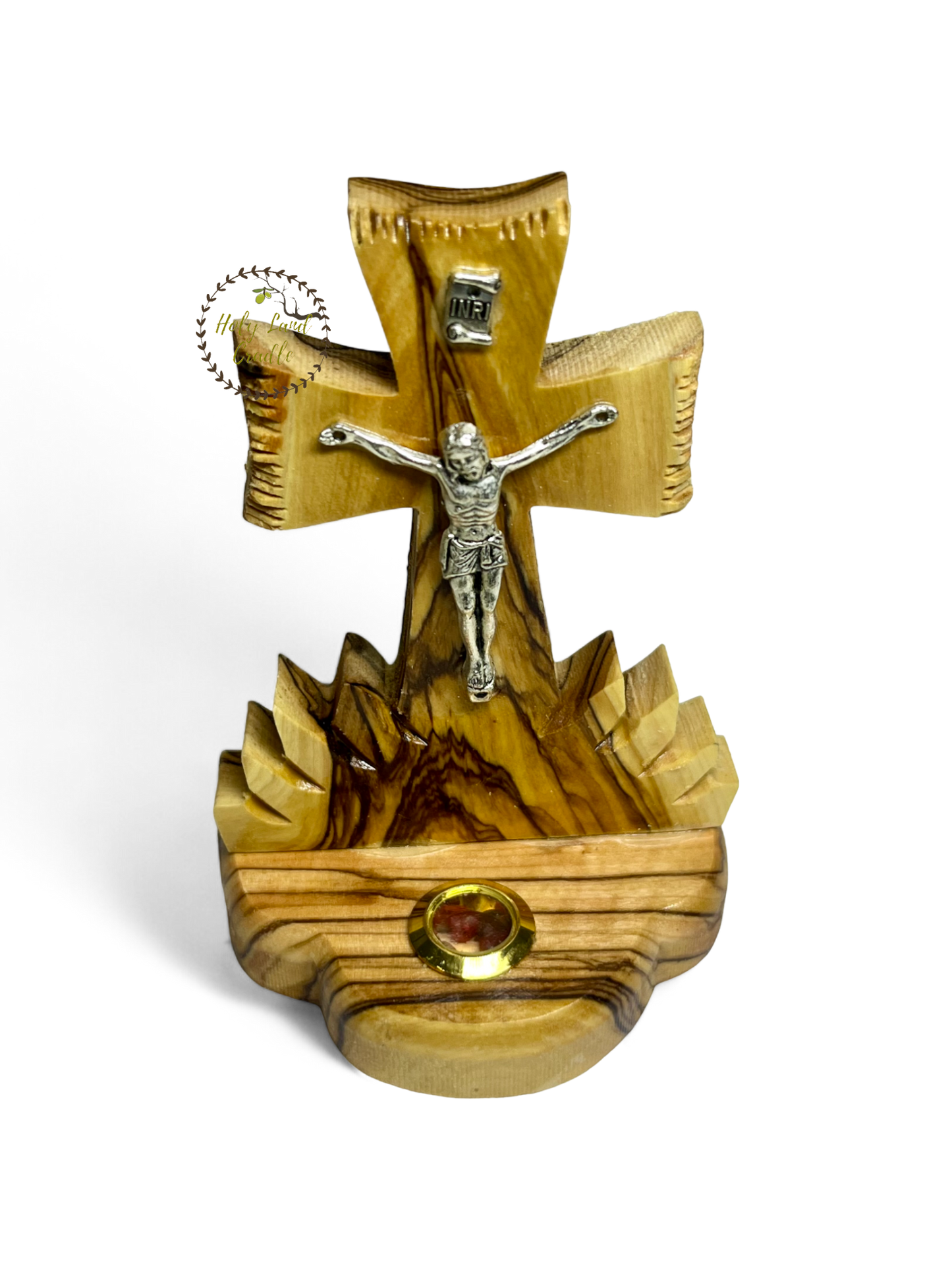 Olive Wood Cross With Silver Plated Corpus