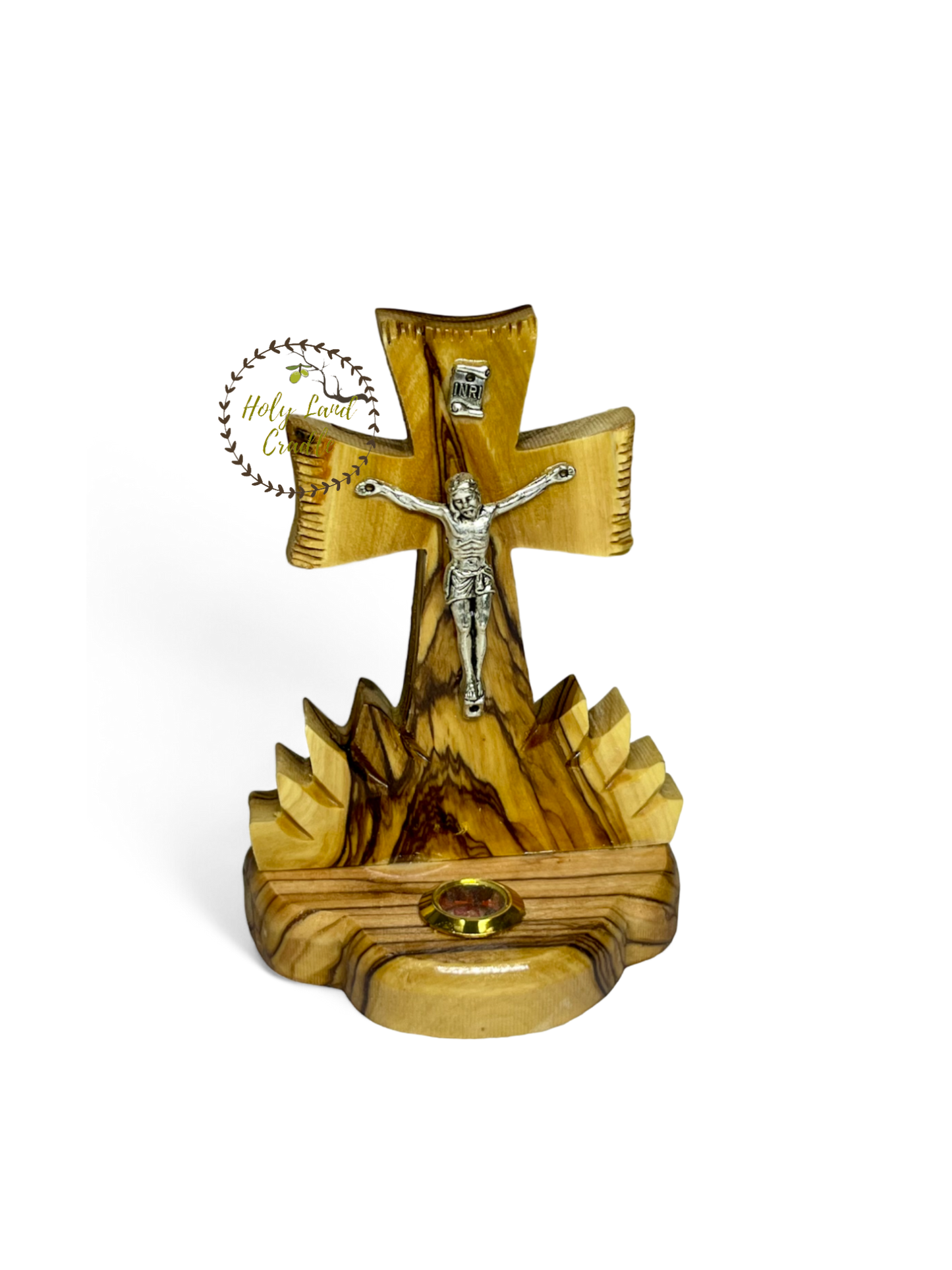 Olive Wood Cross With Silver Plated Corpus