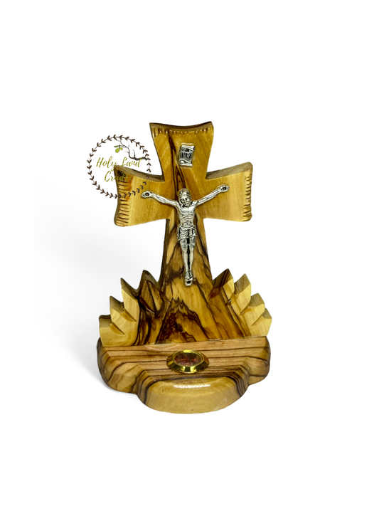 Olive Wood Cross With Silver Plated Corpus
