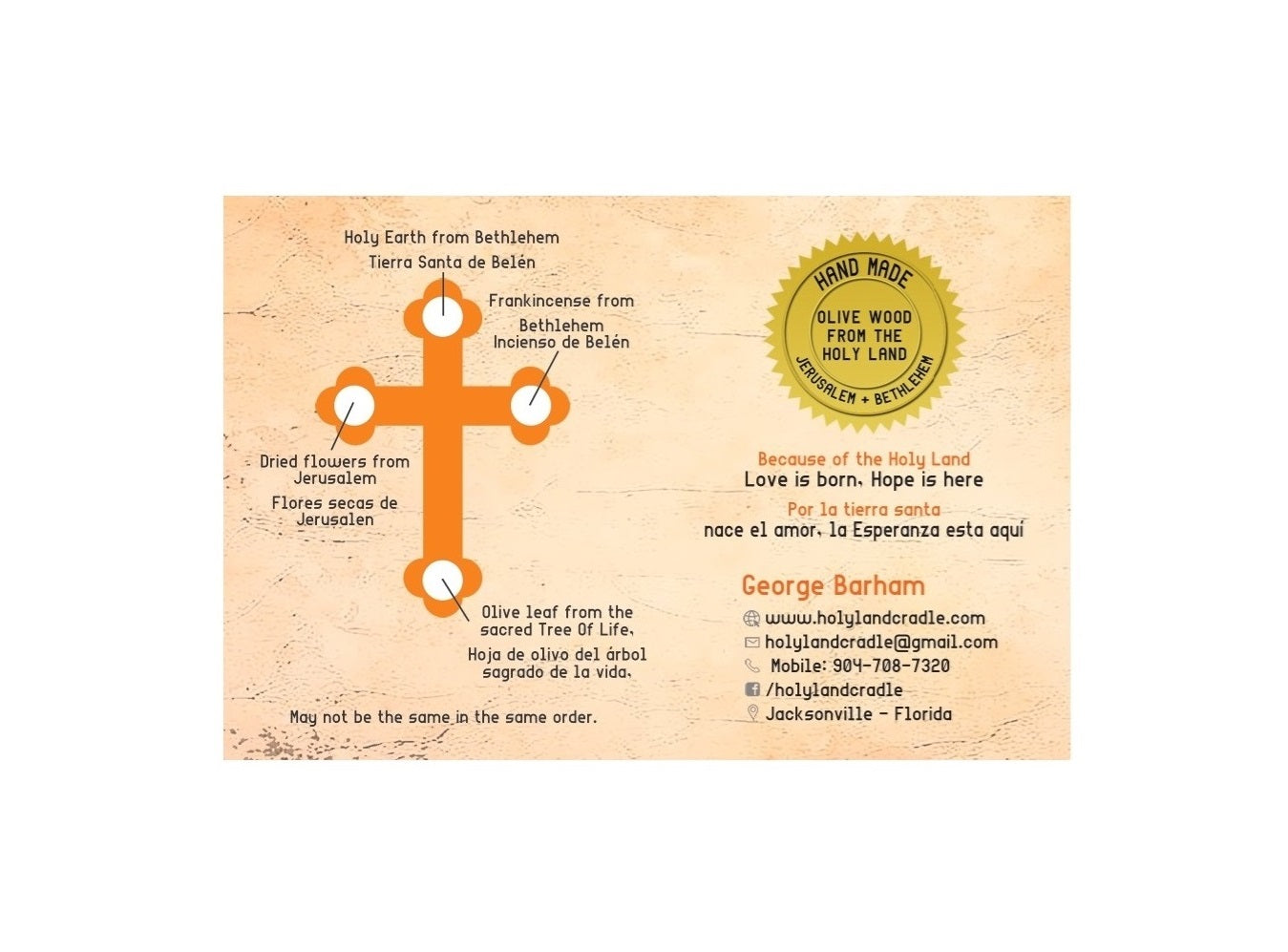 Olive Wood Plain Cross with 4 Glasses