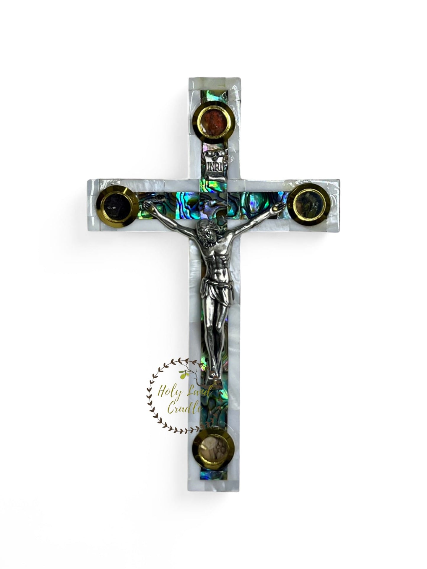 Olive wood With Mother of Pearl Full wall Cross with Corpus