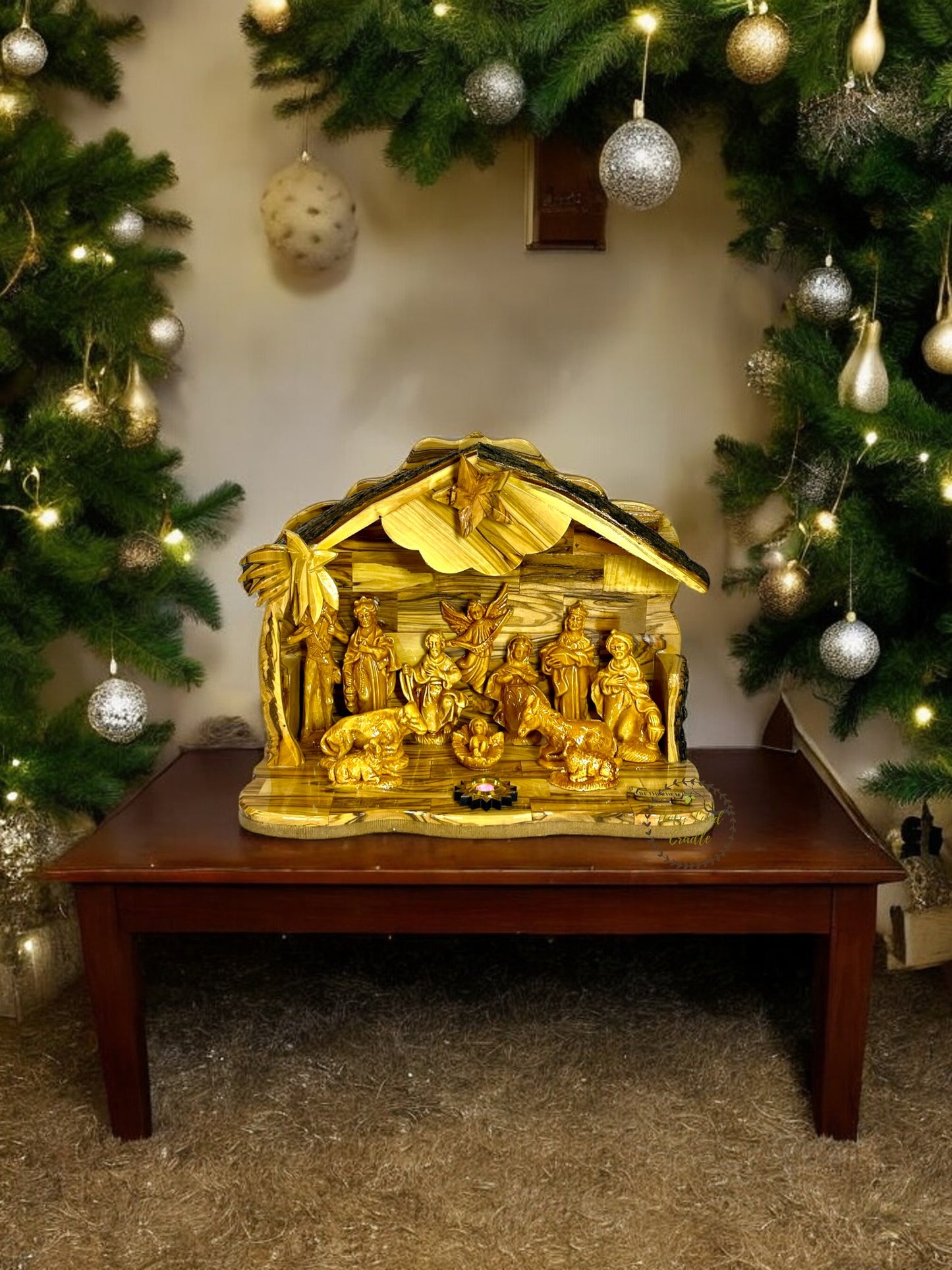 Olive Wood Musical Nativity Scene