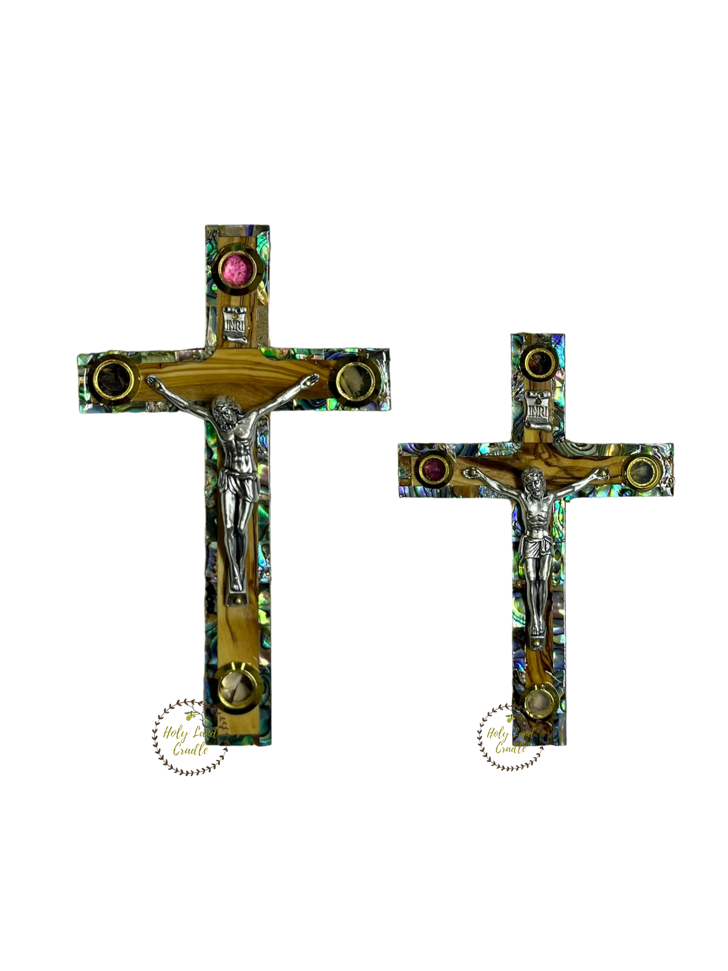 Olive wood With Mother of Pearl Frame wall Cross with Corpus