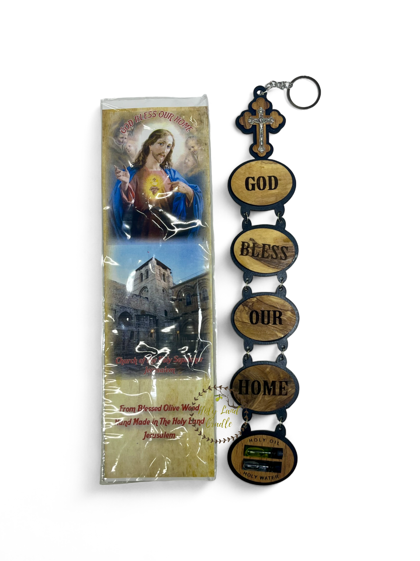 Olive wood  "God Bless Our Home"