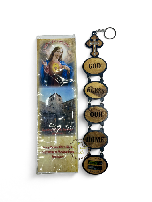 Olive wood  "God Bless Our Home"
