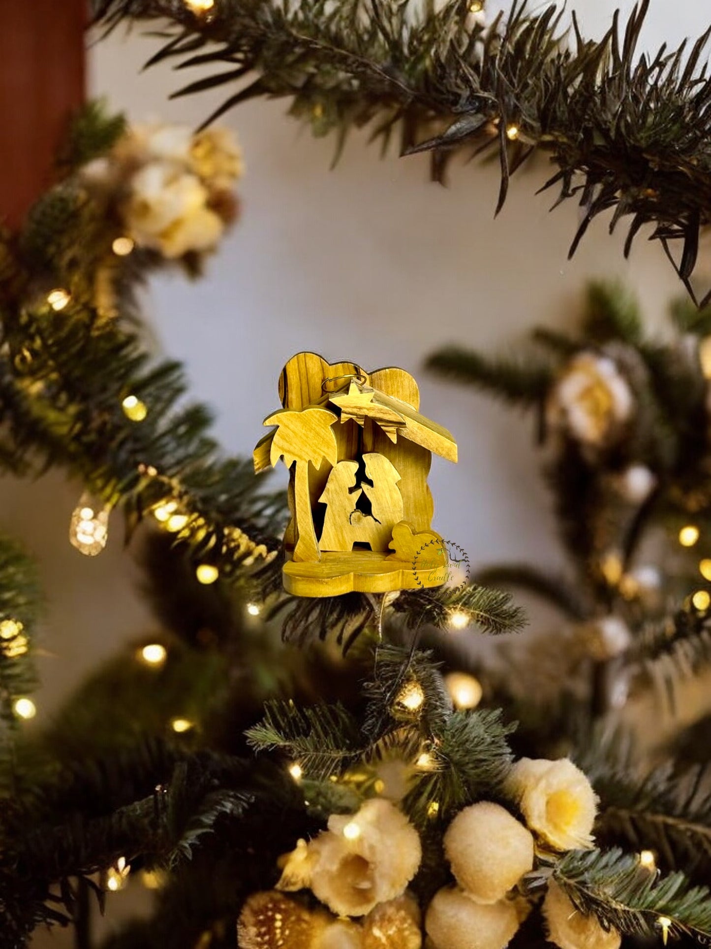 Olive Wood Ornament with Wall Curved