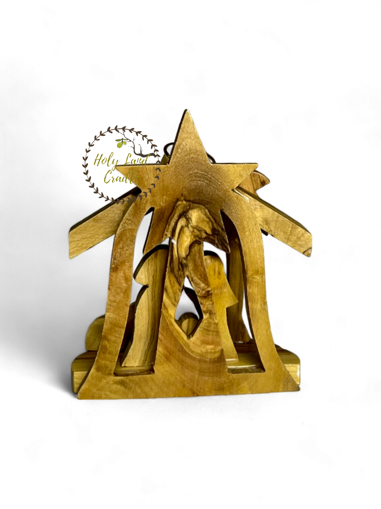 Olive Wood Ornament with Bell & Star Shape Wall